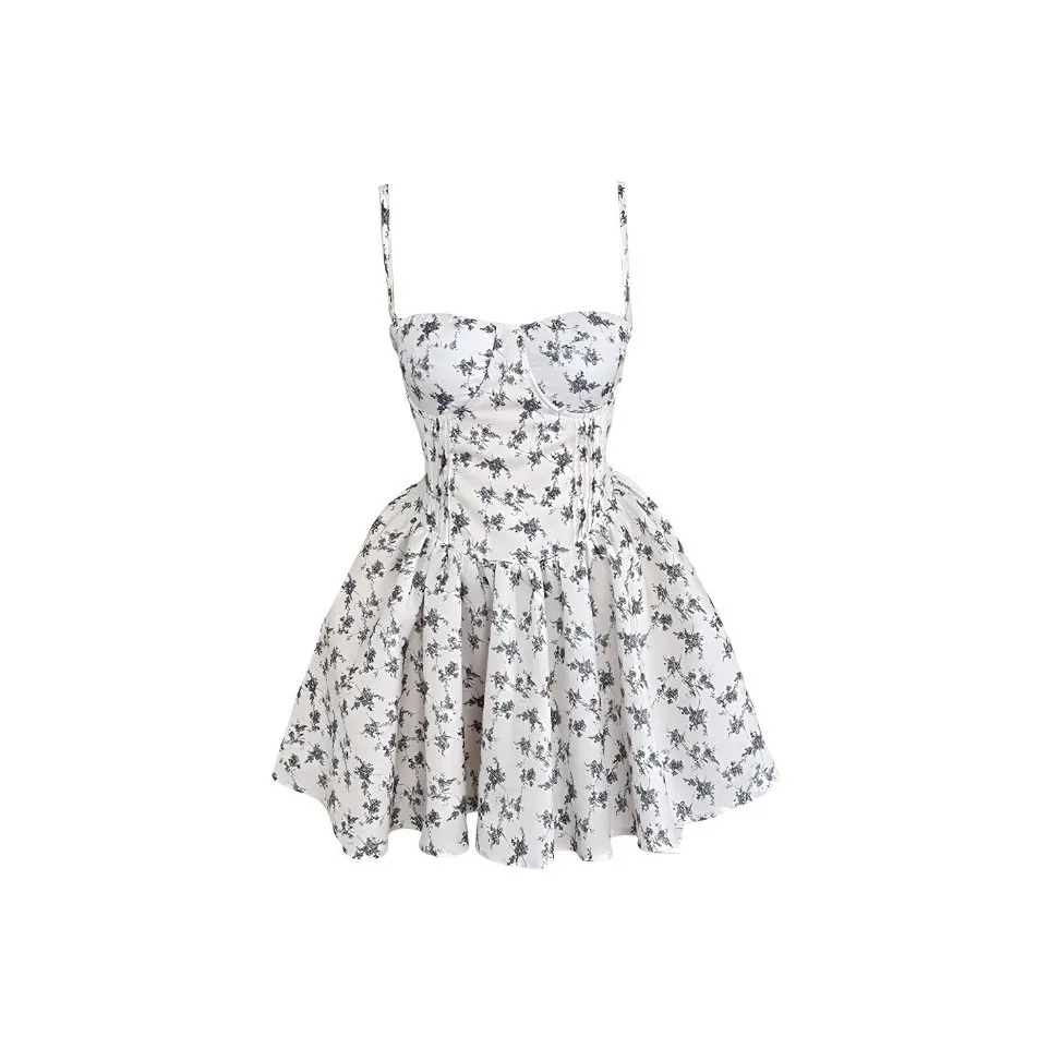 GUOZHEN Slip Dress Women's Blue And White Porcelain
