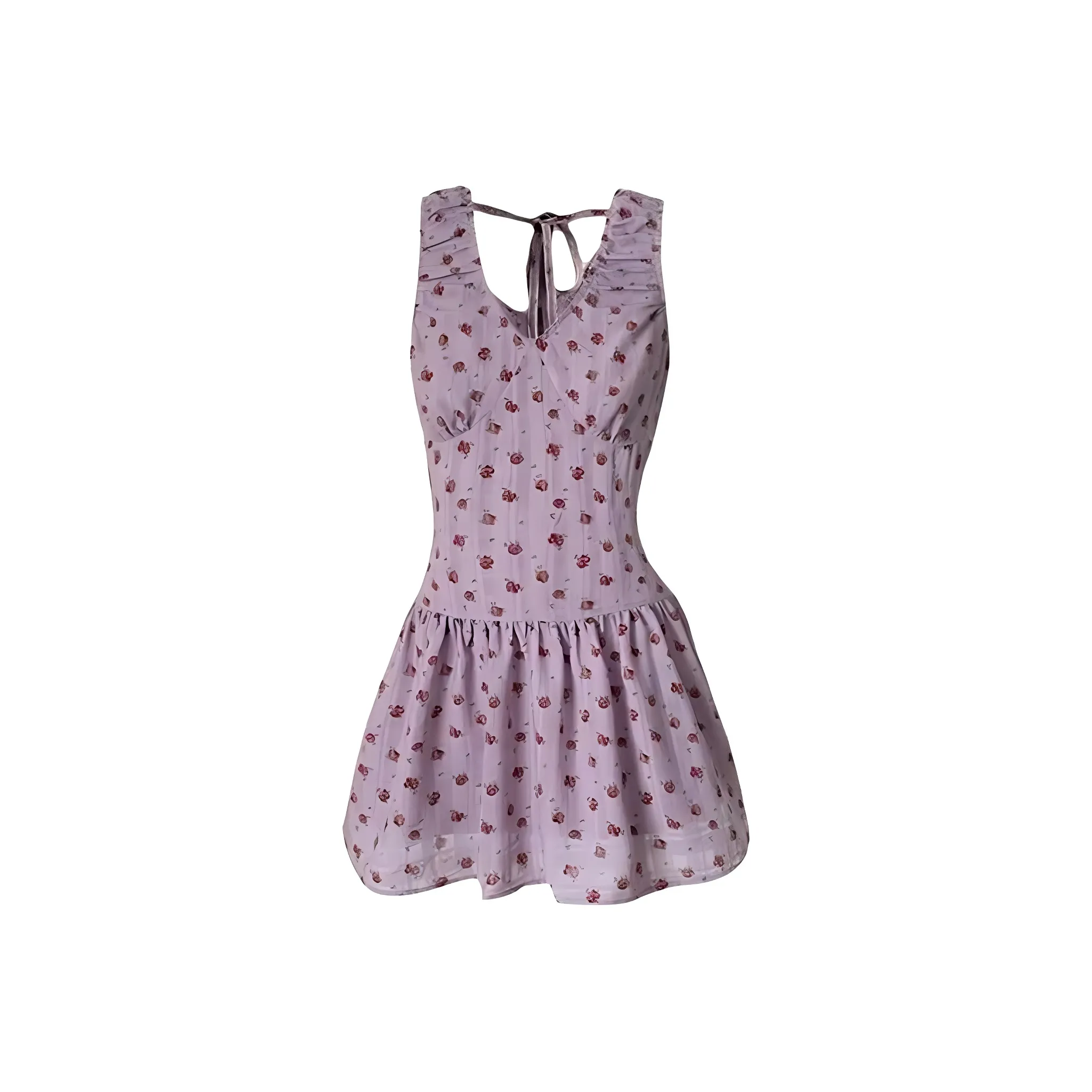 VKXOW Фиолетовое платье с V-образным вырезом и цветочным узором, женское платье без рукавов