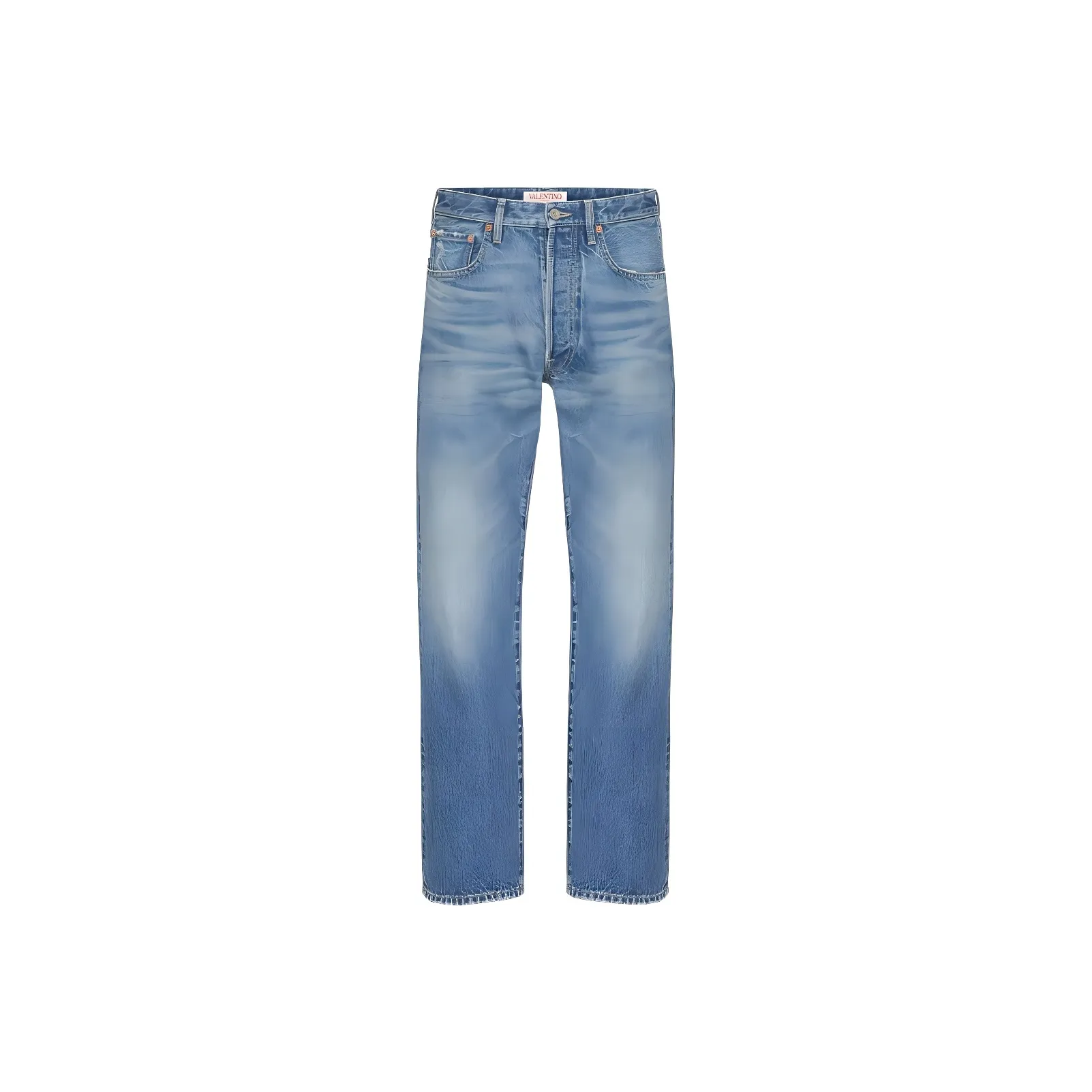 Valentino Logo Patch Straight Leg Jeans