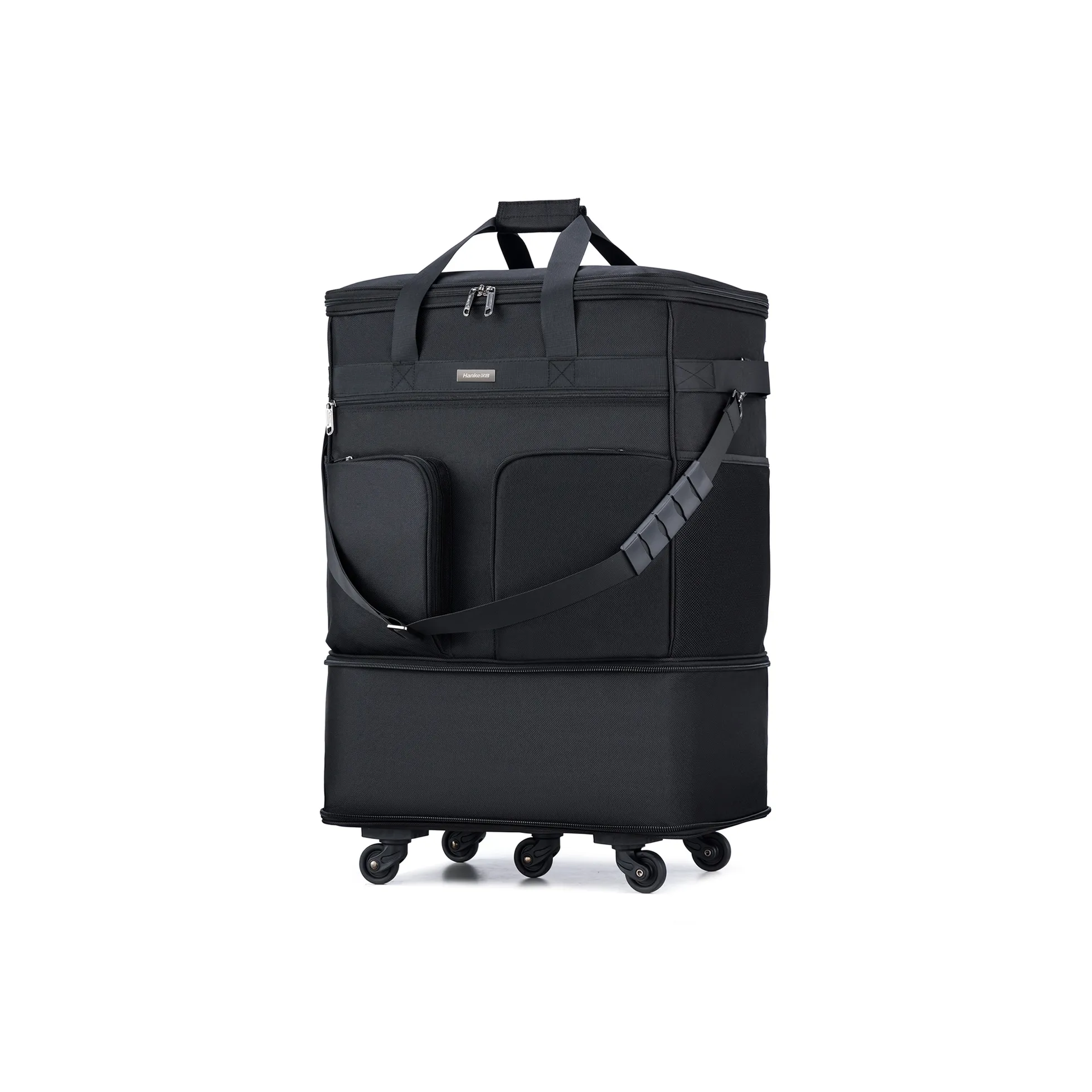 Hanke Fabric Luggage Bag Travel Bag Lightweight Handheld Backpack For Airline Checked And Carry on Baggage Black/Coffee
