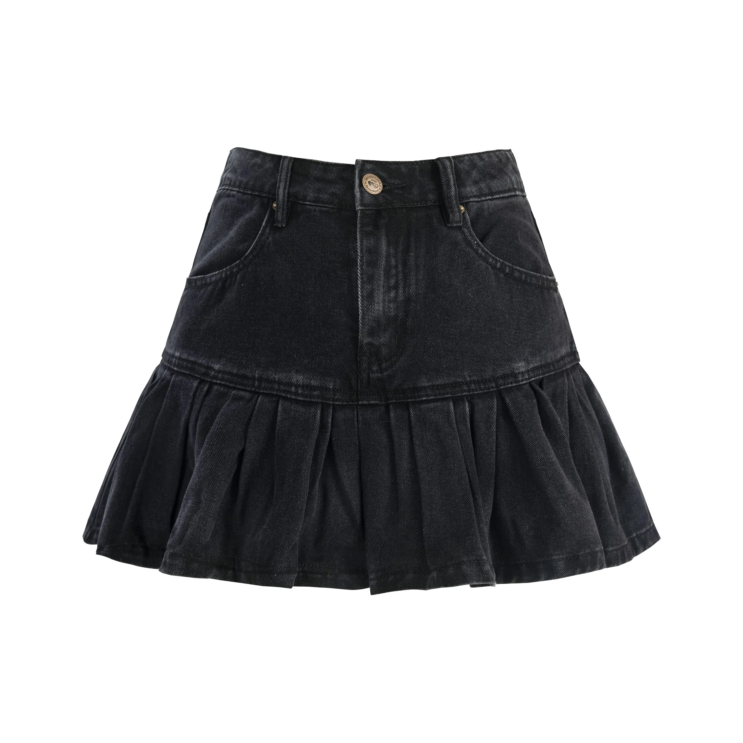 UNIFREE Джинсовые короткие юбки Женские Черный