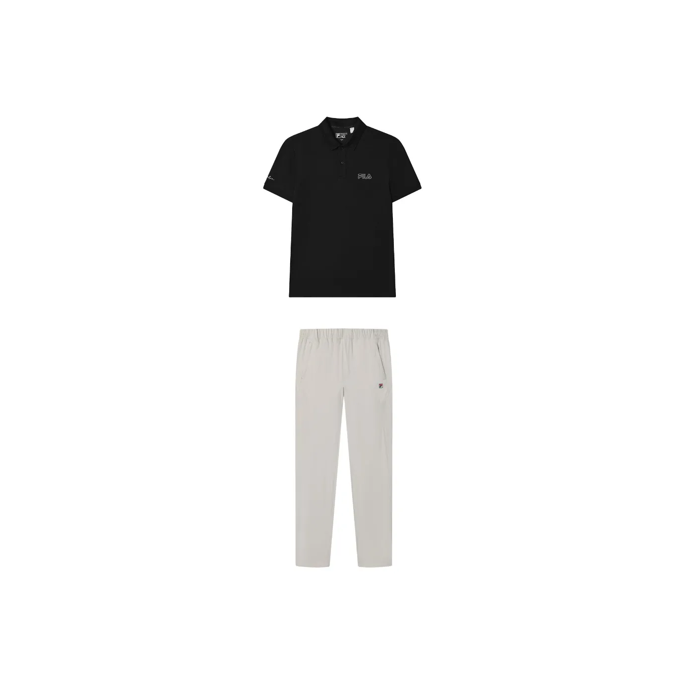 FILA Casual Sportswear Men Clothing Sets Jet Black+Volcanic Stone Gray