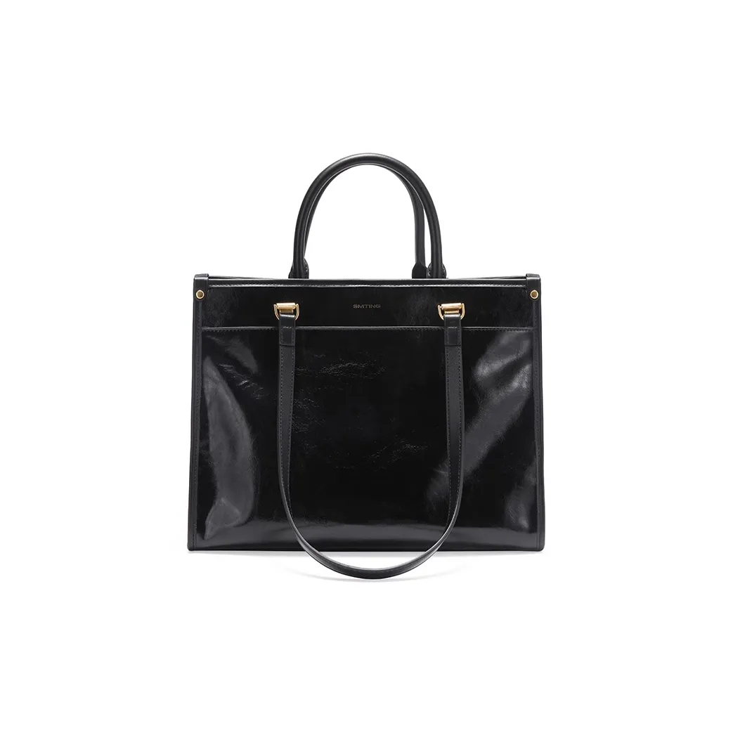 Simedin Сумка-тоут из коровьей кожи большая женская глубокий черный цвет