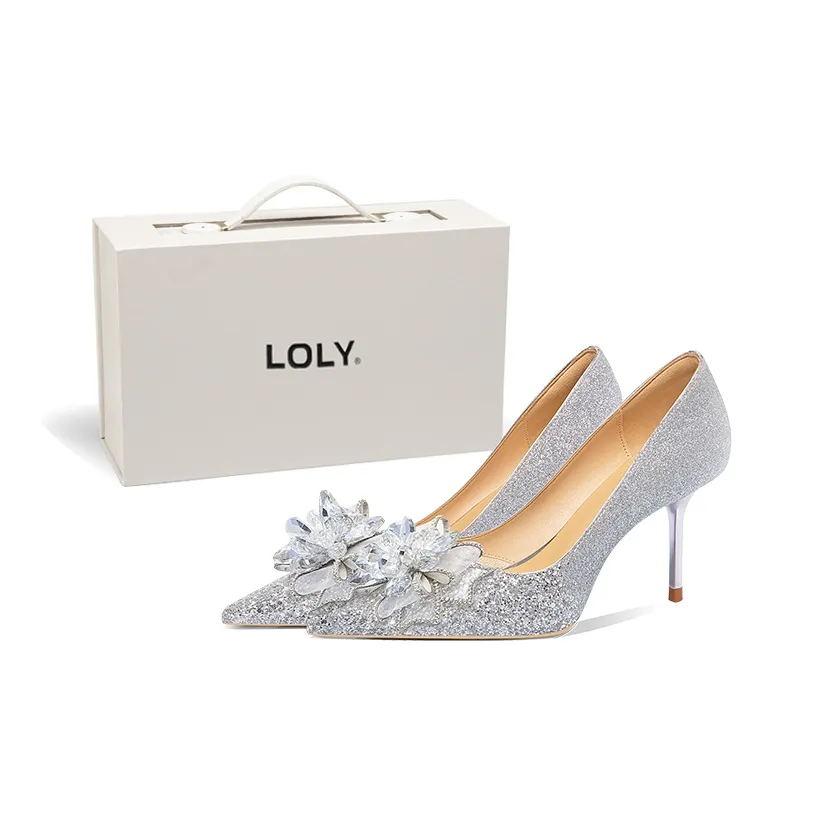 LOLY Узкий каблук Высокие каблуки Женские Серебряные