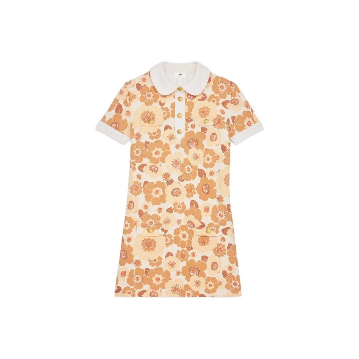 CELINE Trapeze Floral Patterned Mini Dress