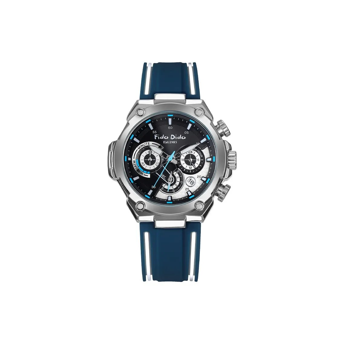 FIDO DIDO Blue Planet Collection Кварцевый механизм Силиконовый ремешок Часы Мужские Часы Синий циферблат