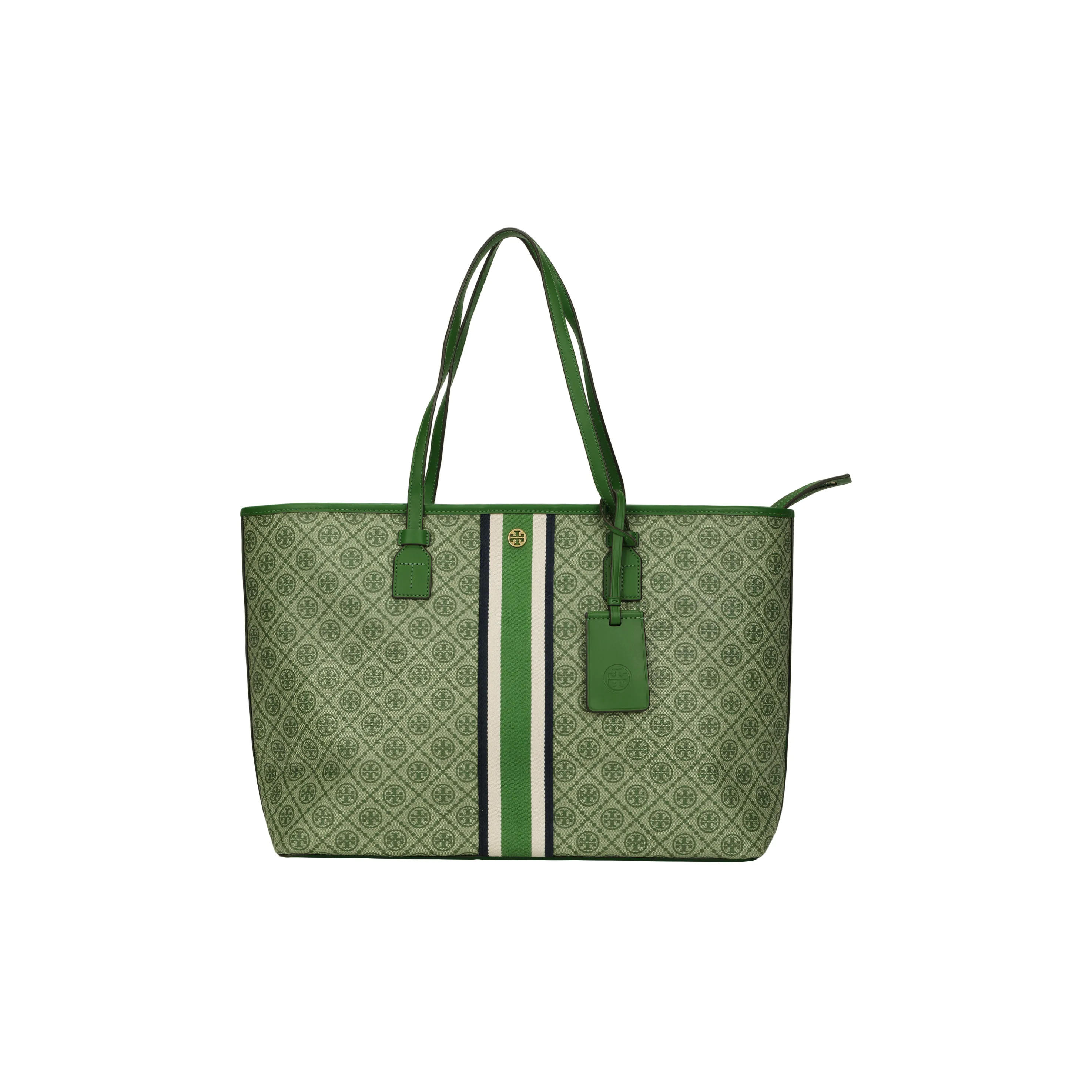 TORY BURCH T Monogram Coated Canvas Shoulder Bag, Tote Bag, Shopping Bag, Handbag Regular Women's Green