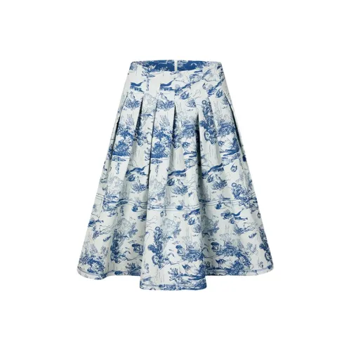 DEEPMOSS Print Женские Повседневные Длинные Юбки
