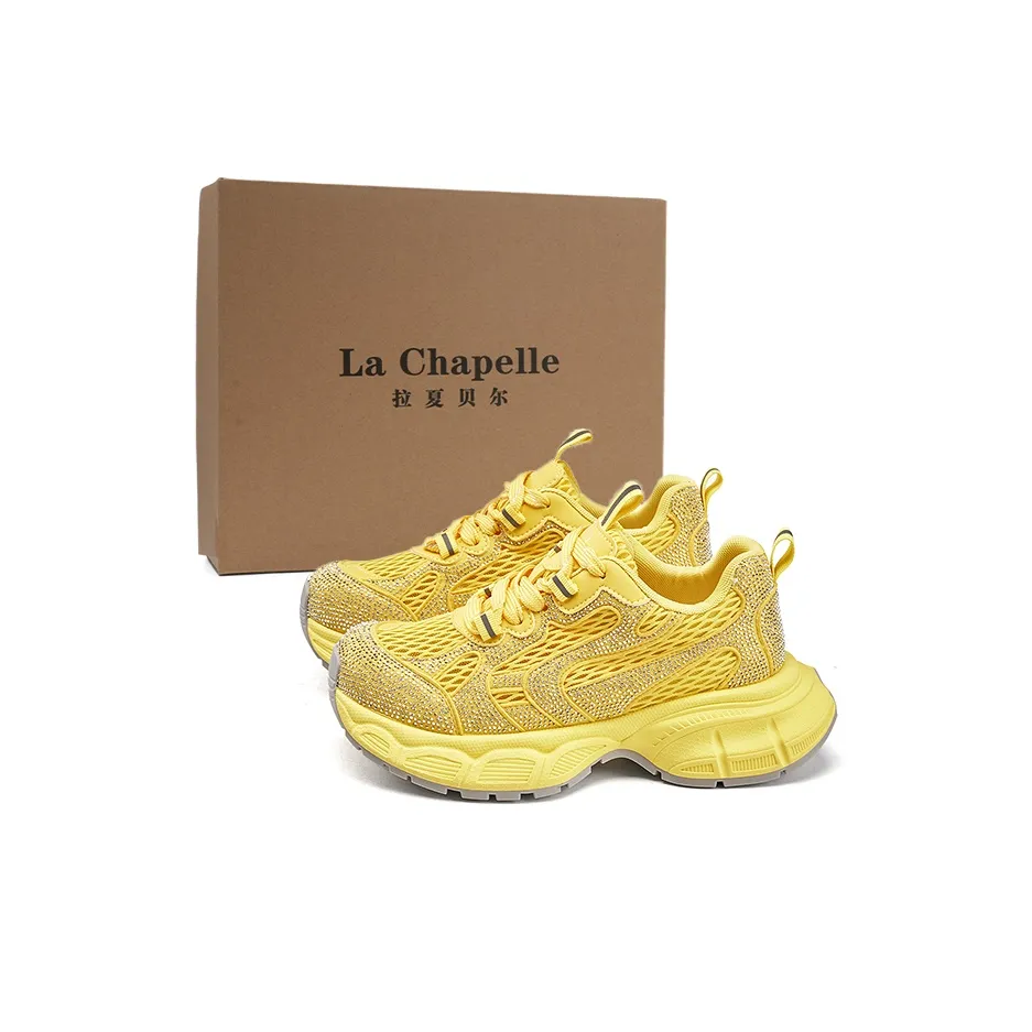 La Chapelle Аbrasion Resistant Lightweight Breathable визуально увеличивает рост Низкий Топ Толстоподошвенные кроссовки Женские Желтый