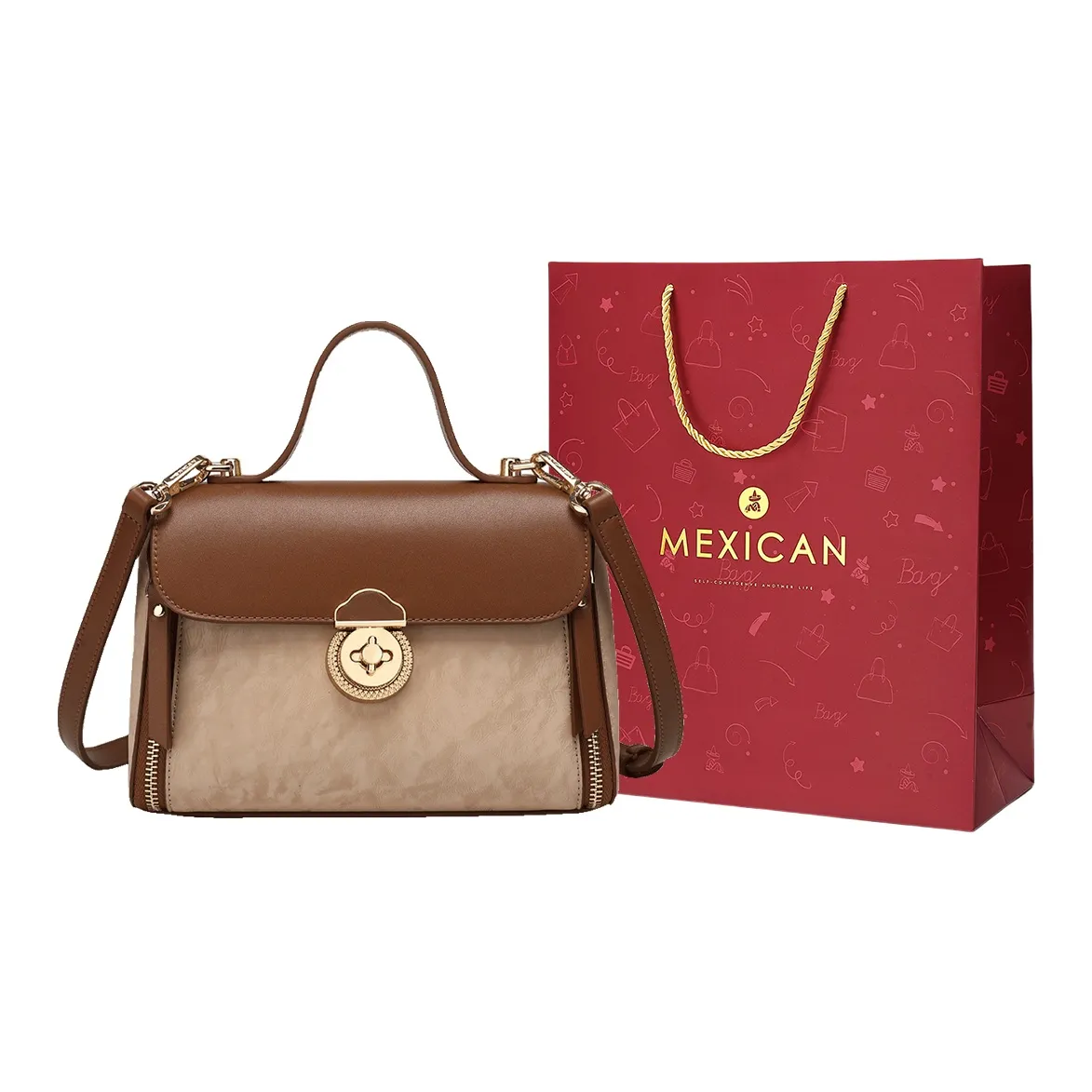 MEXICAN Полиуретан Сумка Стандартная Женская Коричневый Абрикос