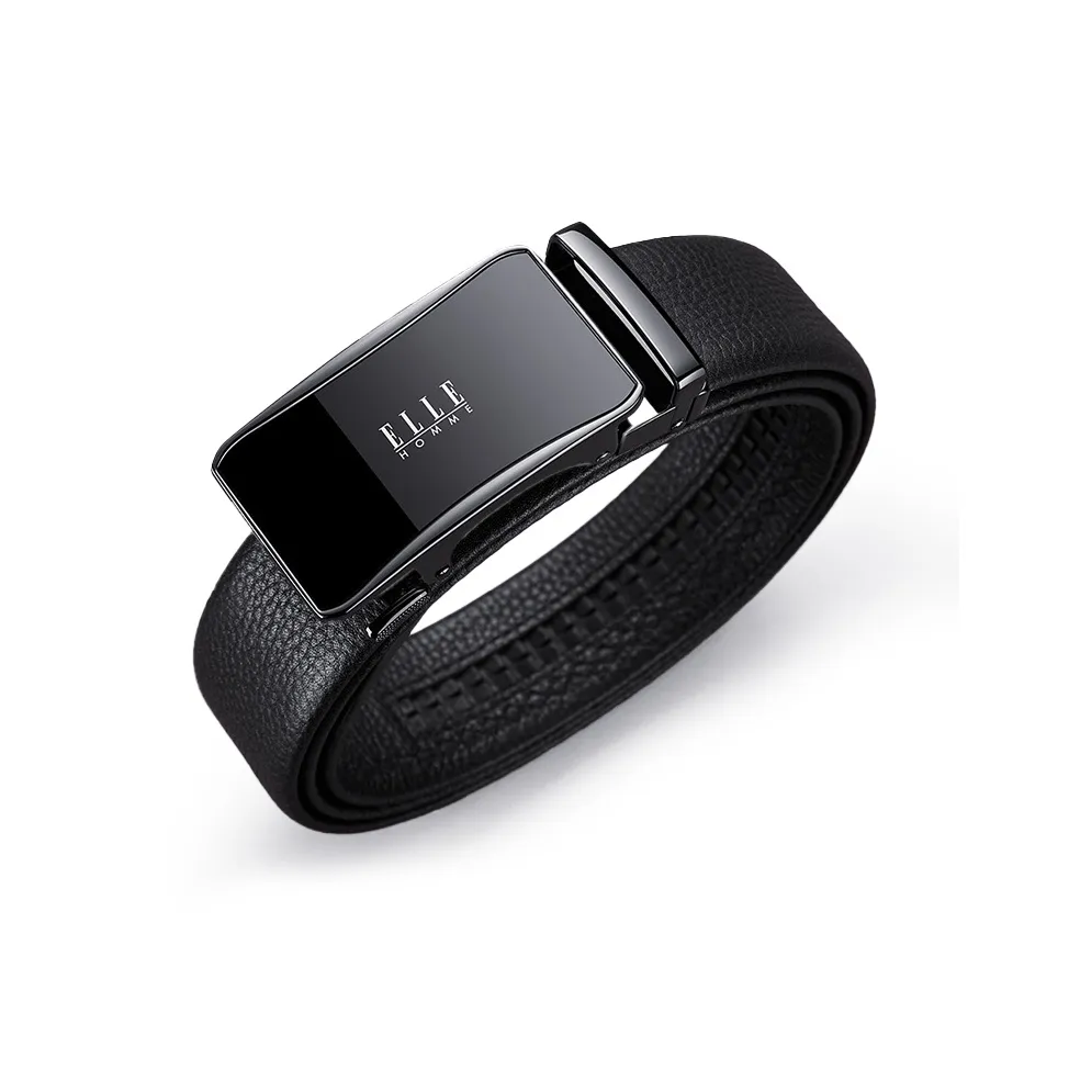 ELLE HOMME Лицевая коровья кожа Fashion casual Универсальный ремень Модный ремень для студентов Мужской Оружейный Серебряный Золотой 3,5 см