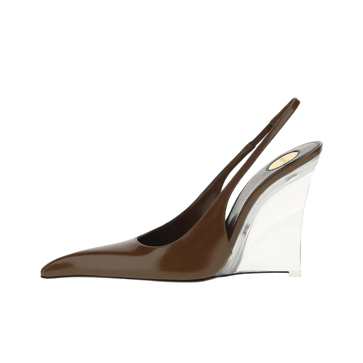 SAINT LAURENT Miller Pumps Wedge Heel High Heels 11cm Women's Brown