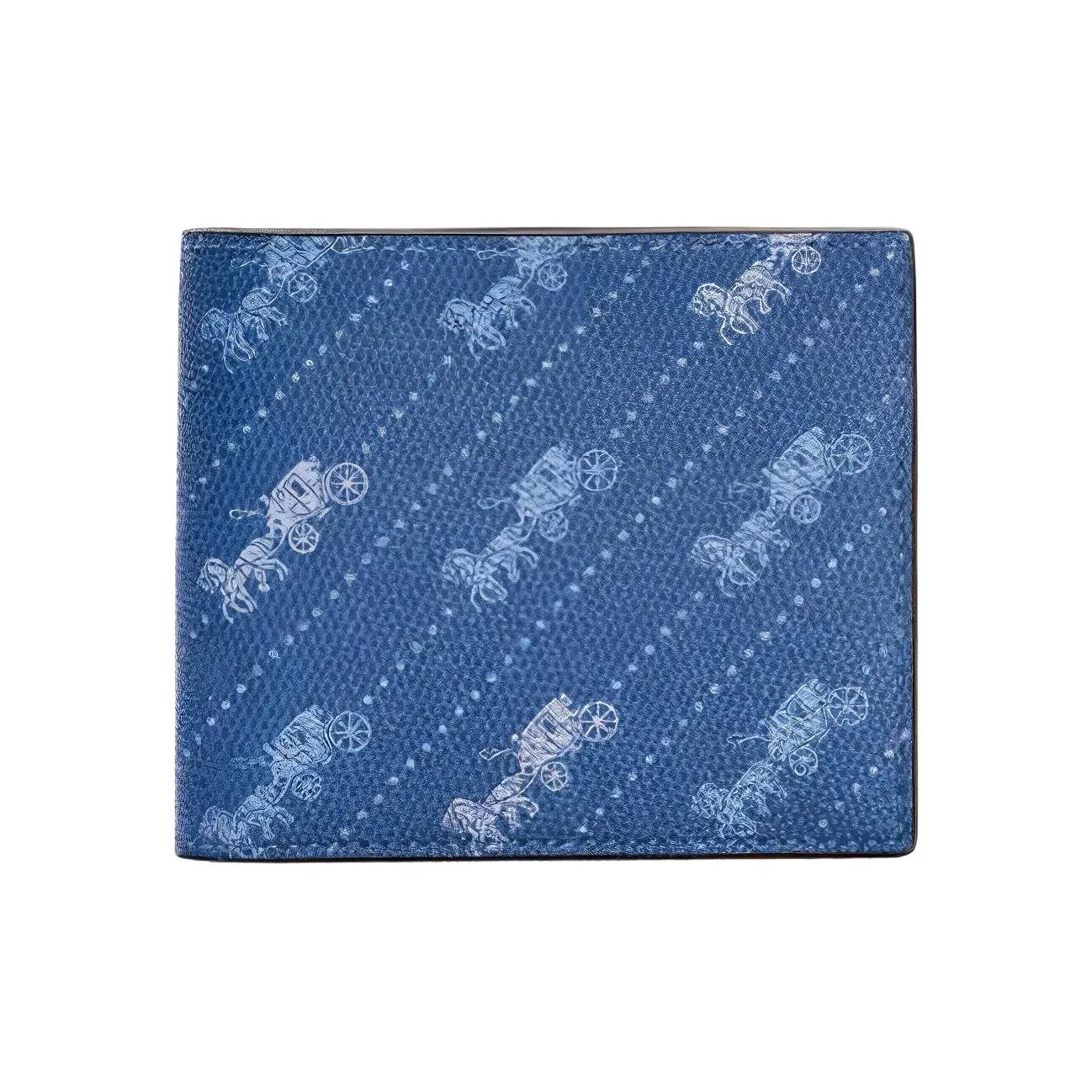 COACH Billfold Wallet Coated Canvas Card Holder Wallet Men's Light Sapphire Blue