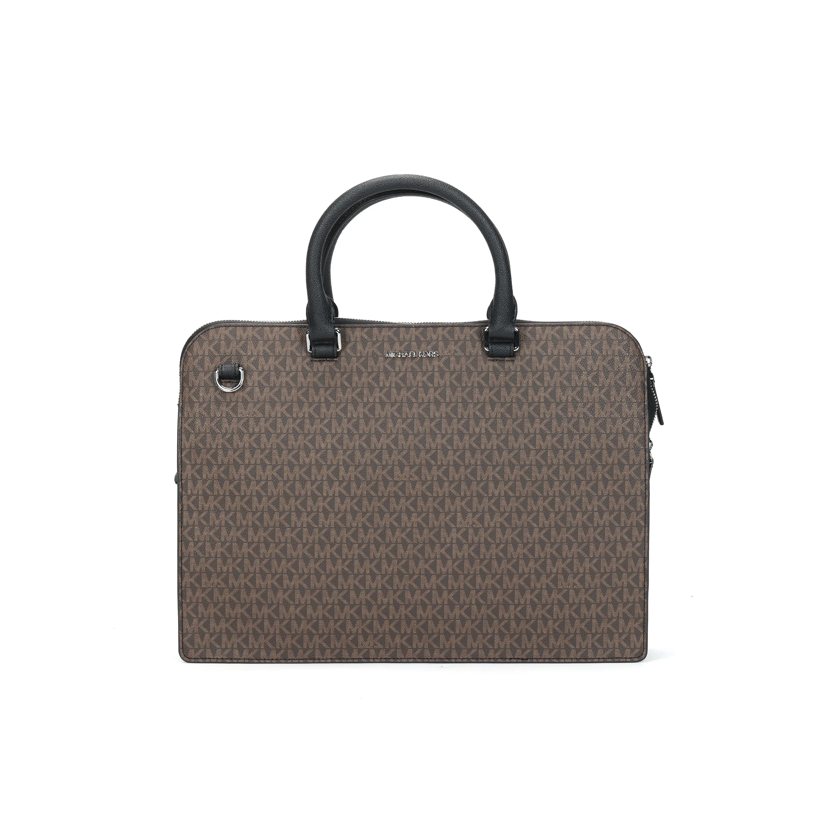 MICHAEL KORS Hudson Coated Canvas Shoulder Bag Crossbody Bag Handbag Briefcase Large Size Men's Dark Brown & Black
