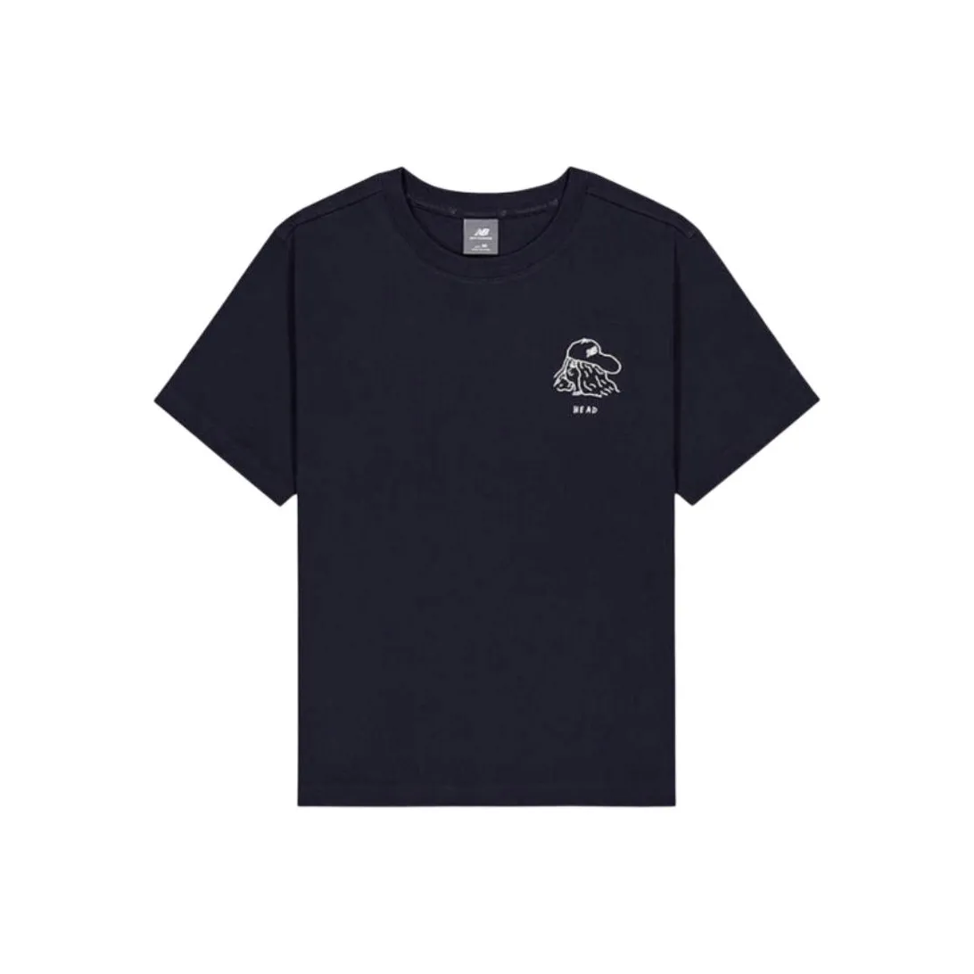 New Balance NB Grey SS25 Drop Shoulder Sleeve T Shirt Women's Marine Blue