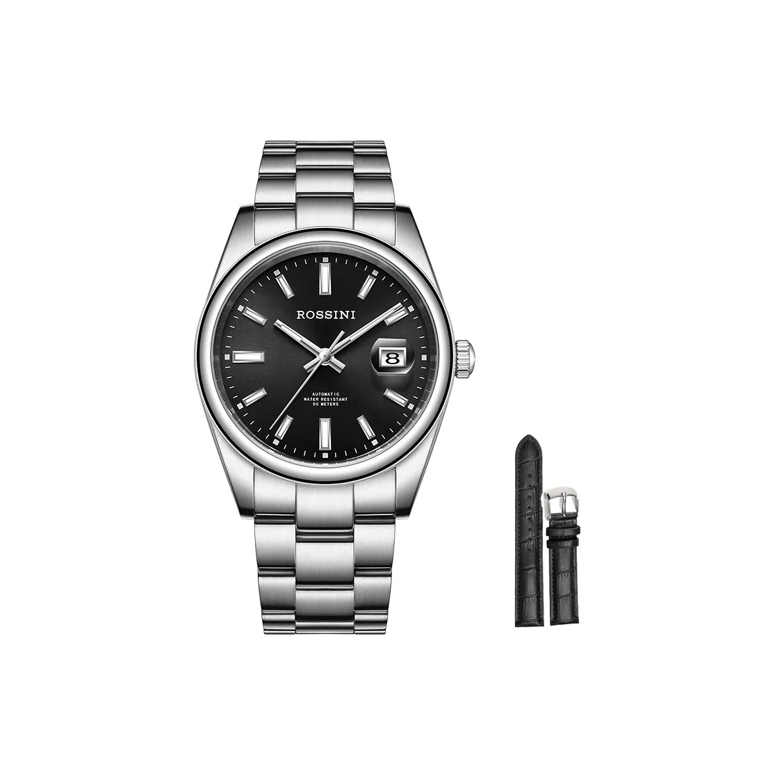 ROSSINI Enlightenment Collection Автоматический Механический Механизм Ремешок из Нержавеющей Стали Часы Мужские Часы