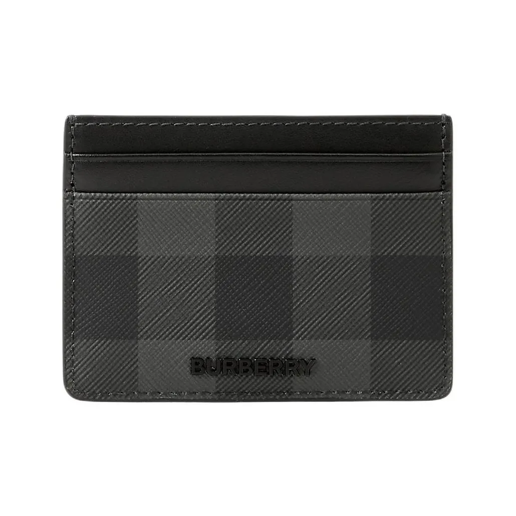 Burberry PU Polyurethane Card Holder Men's Charcoal