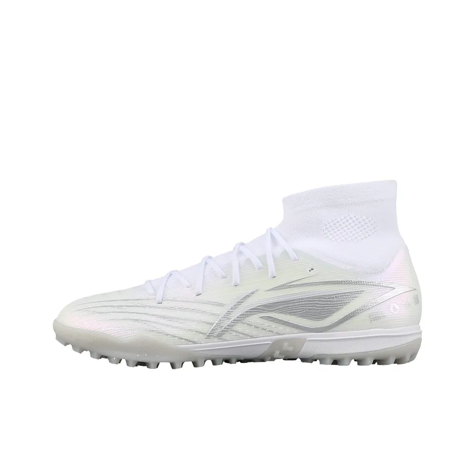 LINING Soccer Shoes Men High Top White Silver
