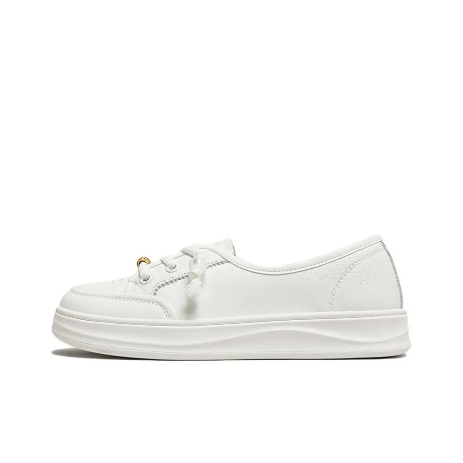 BASTO Breathable Low Top Skateboard Shoes Women's White