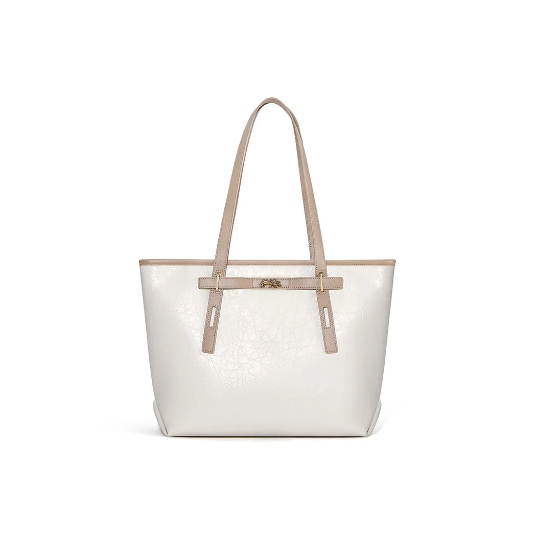 CNOLES Synthetic Leather Going To School And Work Shoulder Bag Women's Cream Coffee