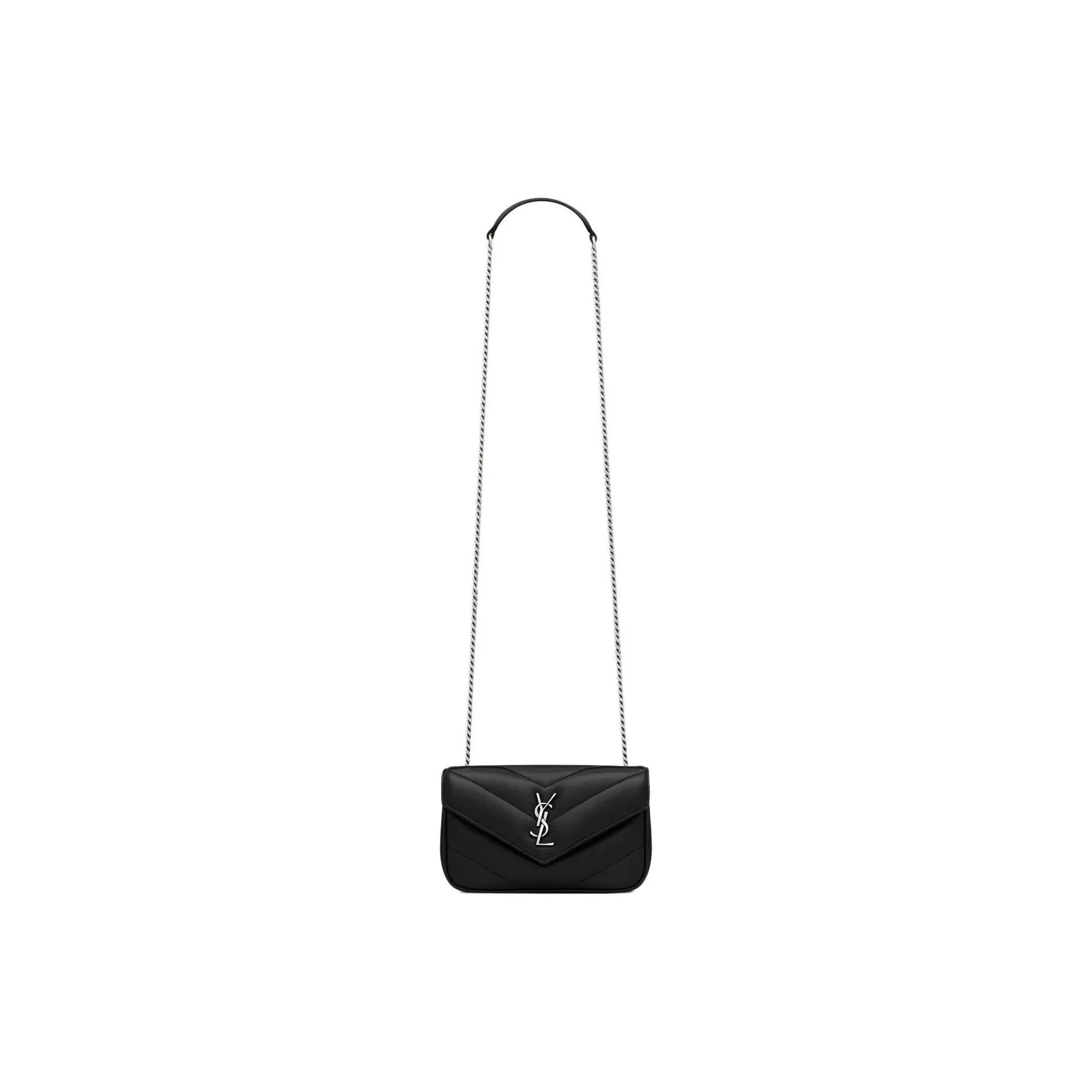 SAINT LAURENT LOULOU Sheepskin Crossbody Bag Mini Women's Black