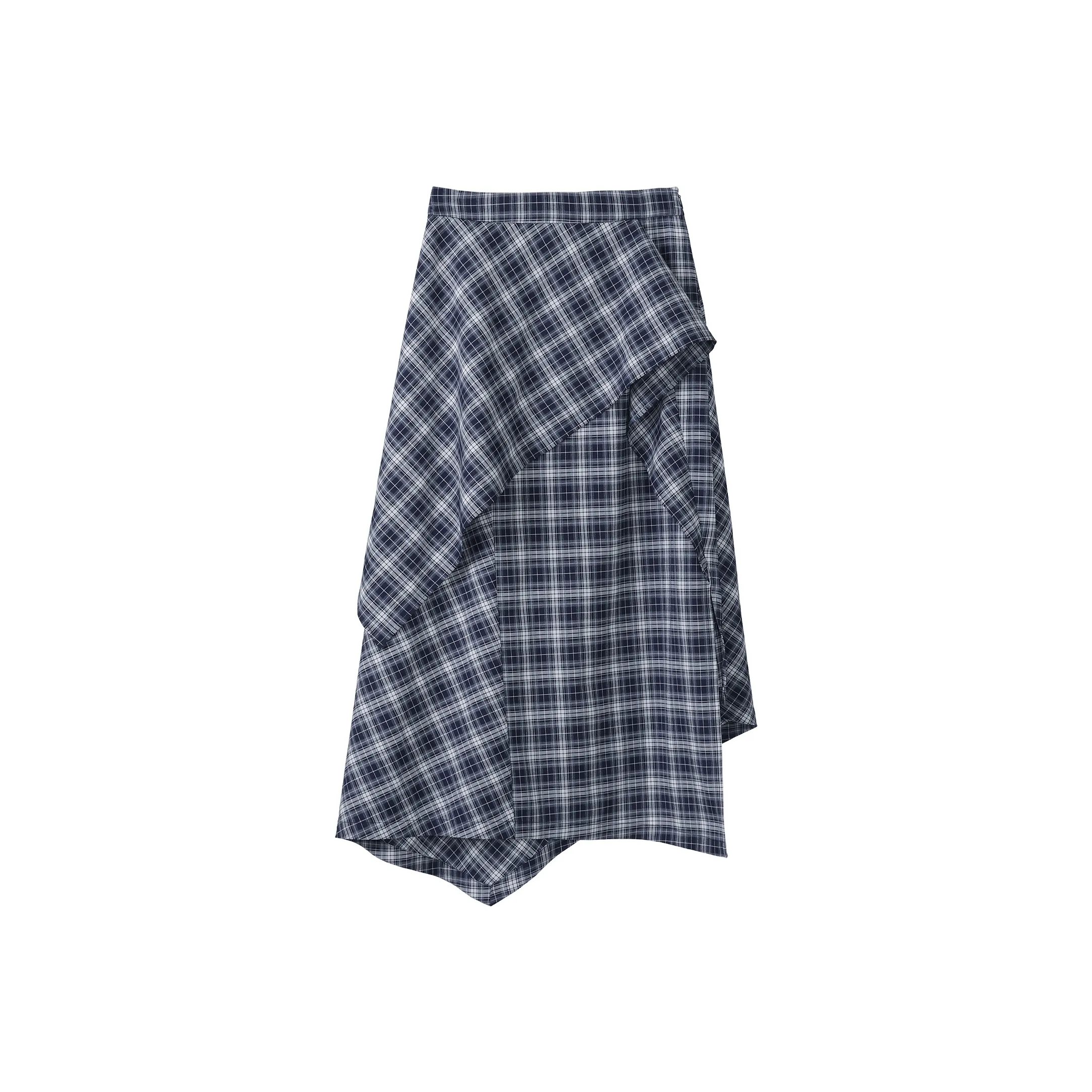 Fstudio Корейский стиль Нерегулярная клетка Полу-длина (размер длины) Повседневная Длинная Юбка Женская