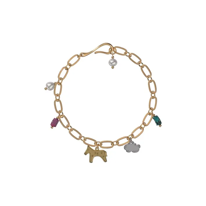GOOGMO 18K Gold Plated Copper, Pearl Bracelets Women's