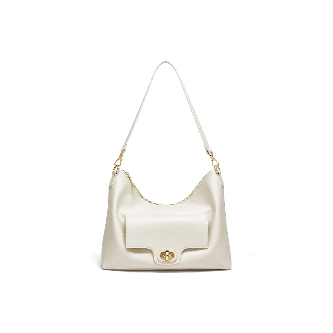 CNOLES Microfiber One Shoulder Shoulder Bag Women's Cream White/Milk Tea Beige/Black