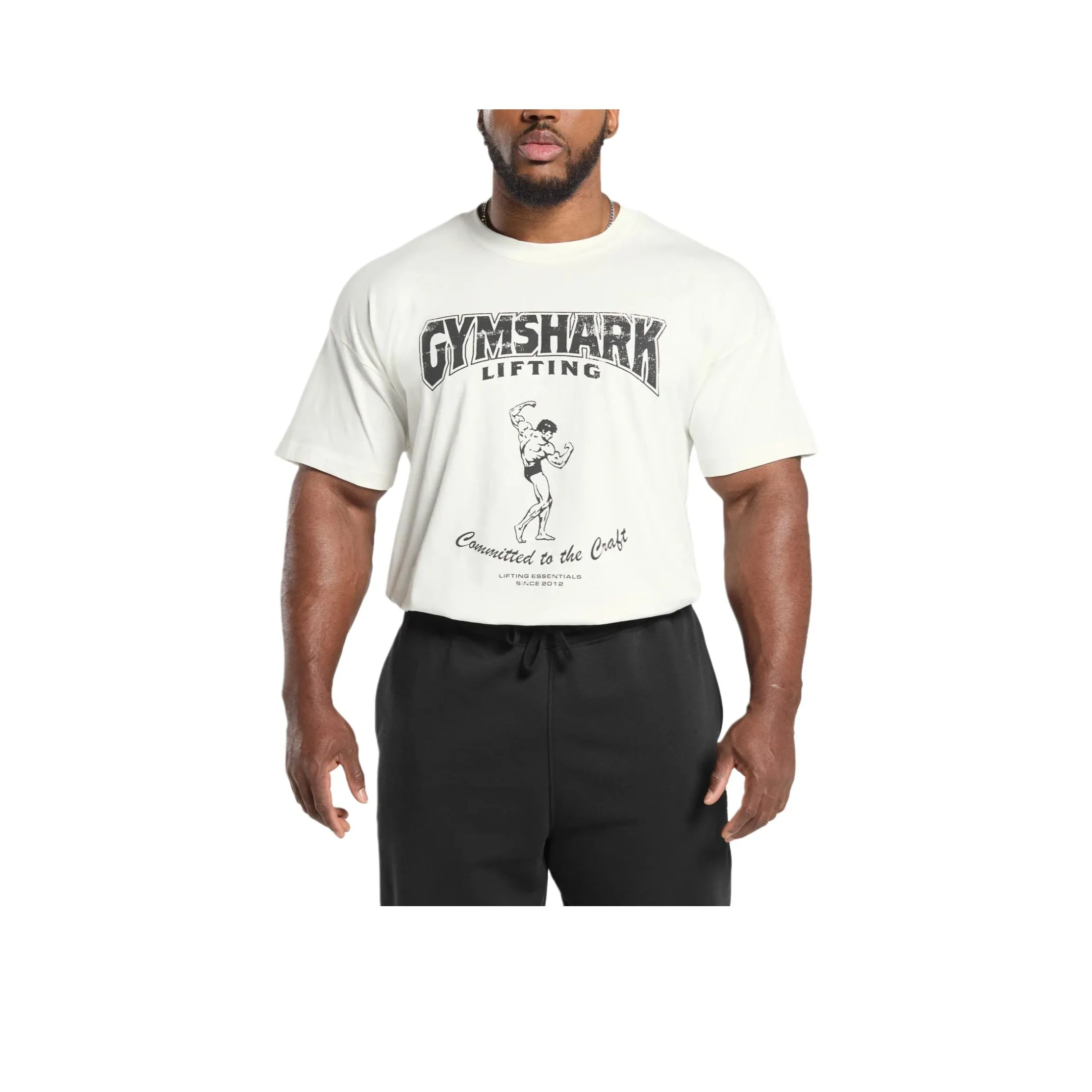 GYMSHARK Привержен к Технологии T Рубашка Мужская Мягкая Белая