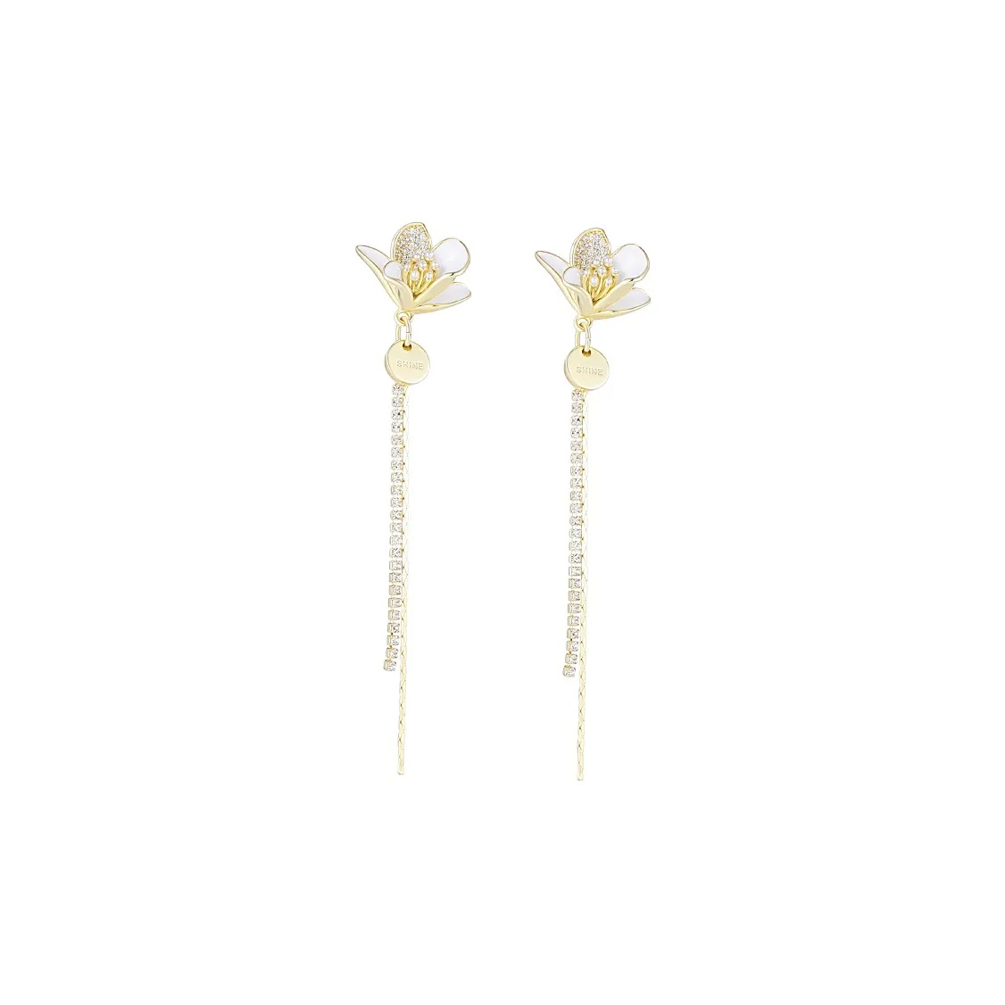 SHINE Magnolia Collection S925 Silver Needle Copper Earrings Women's