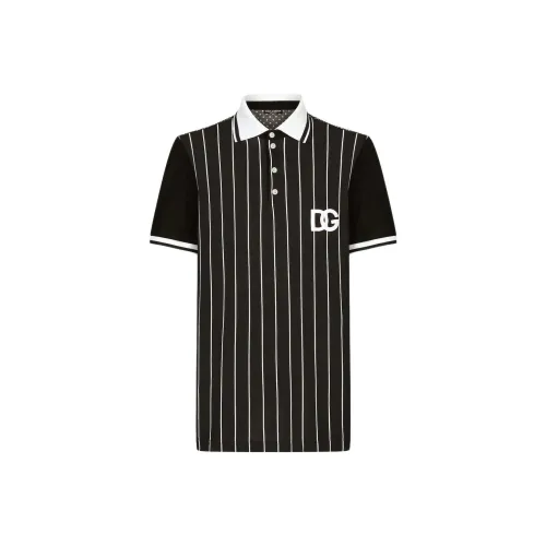 Dolce & Gabbana Мужское Поло Черное/Белое