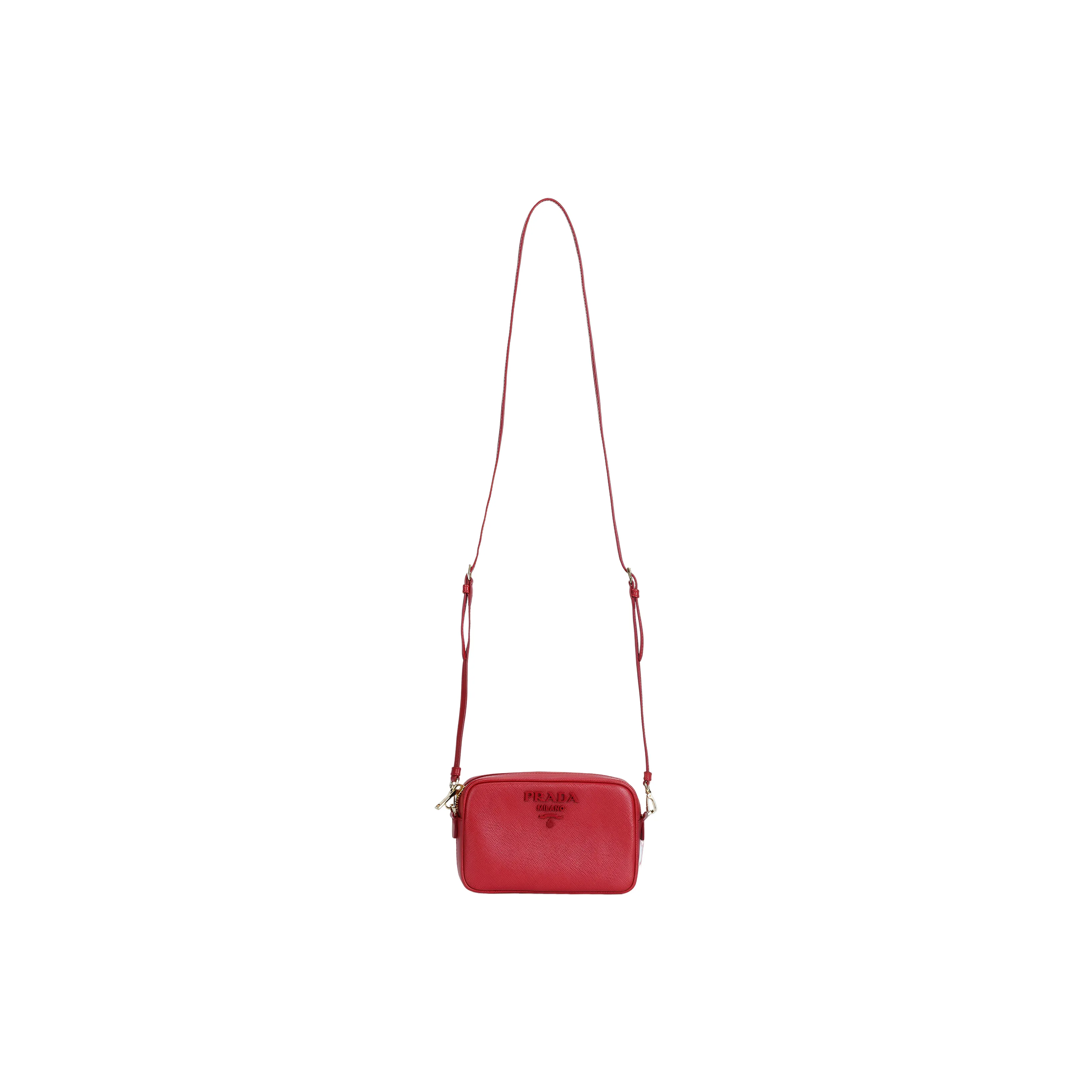 PRADA Calfskin Small Square Bag Crossbody Bag Shoulder Bag Women's Red