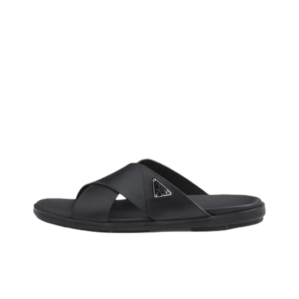 PRADA Slip Resistant Slide Slippers Men's Black