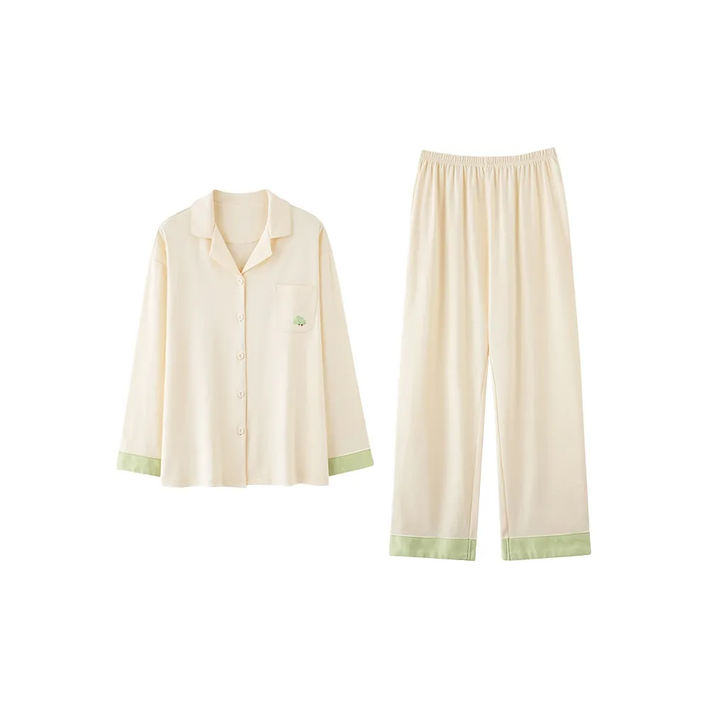 Городская красота Pajama Комплект Длинный рукав Удобный Дружественный к коже Мягкий Без ощущения удушья Женской 2-штучный комплект