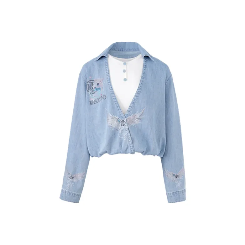 TCH Джинсовый синий, Комплект из двух частей, Женские рубашки