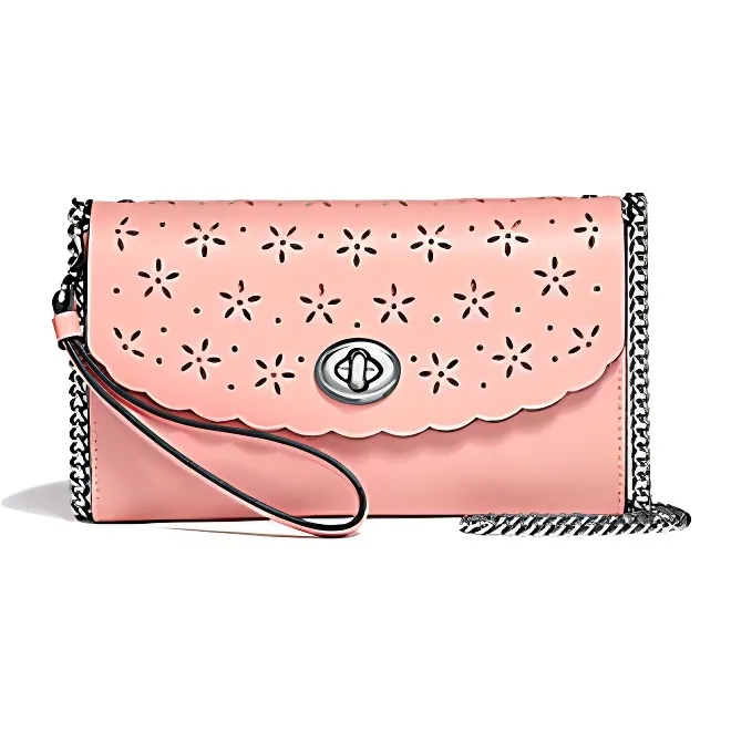 COACH Leather Clutch Chain Bag, Crossbody Bag, Shoulder Bag Tubas Women's Pink