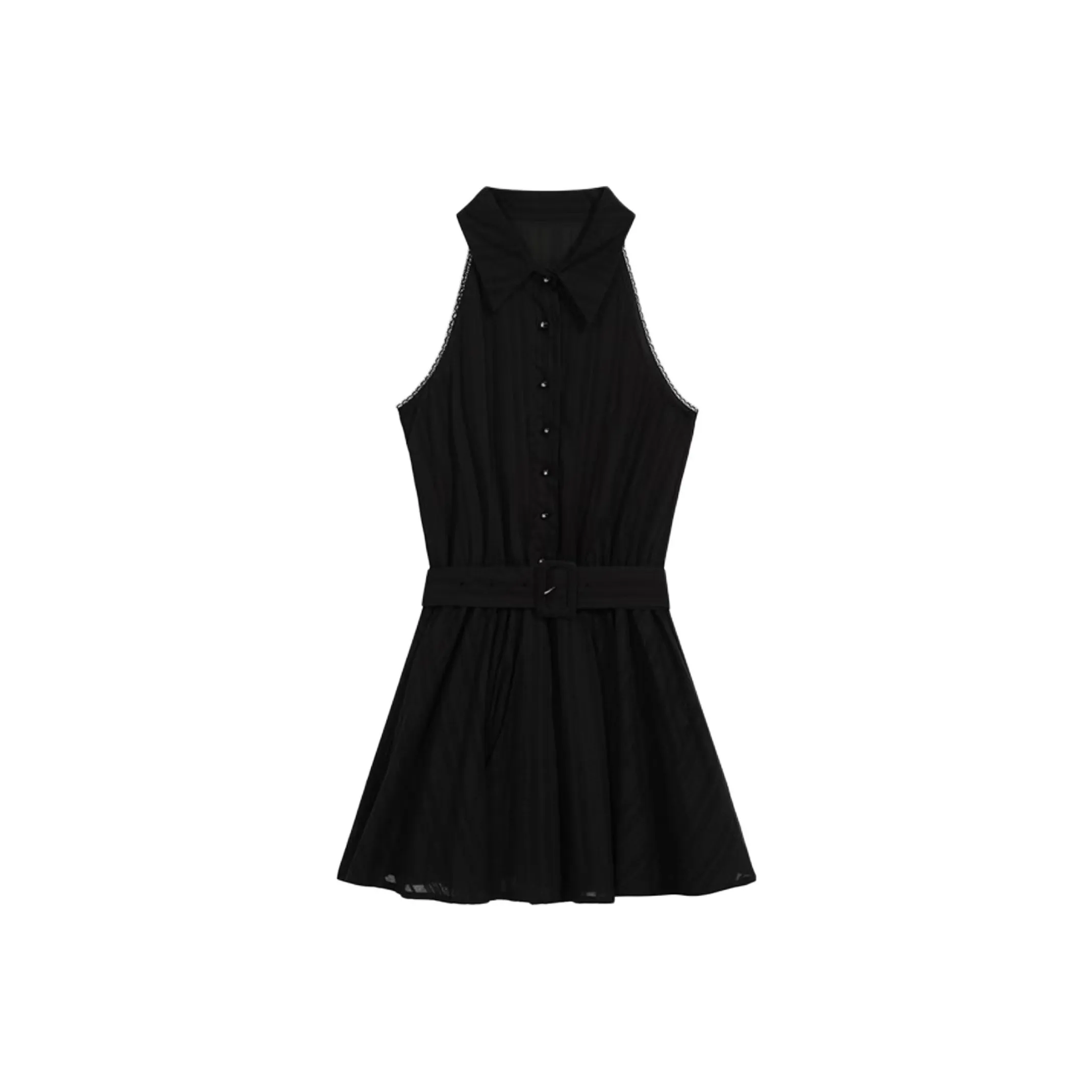 KKX Стиль "Старые деньги" Без рукавов Платье-рубашка Женские Платья без рукавов