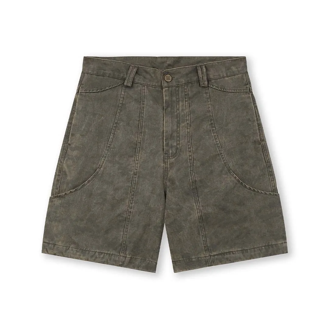 BONELESS Cargo Shorts Unisex Camouflage Yellow Green