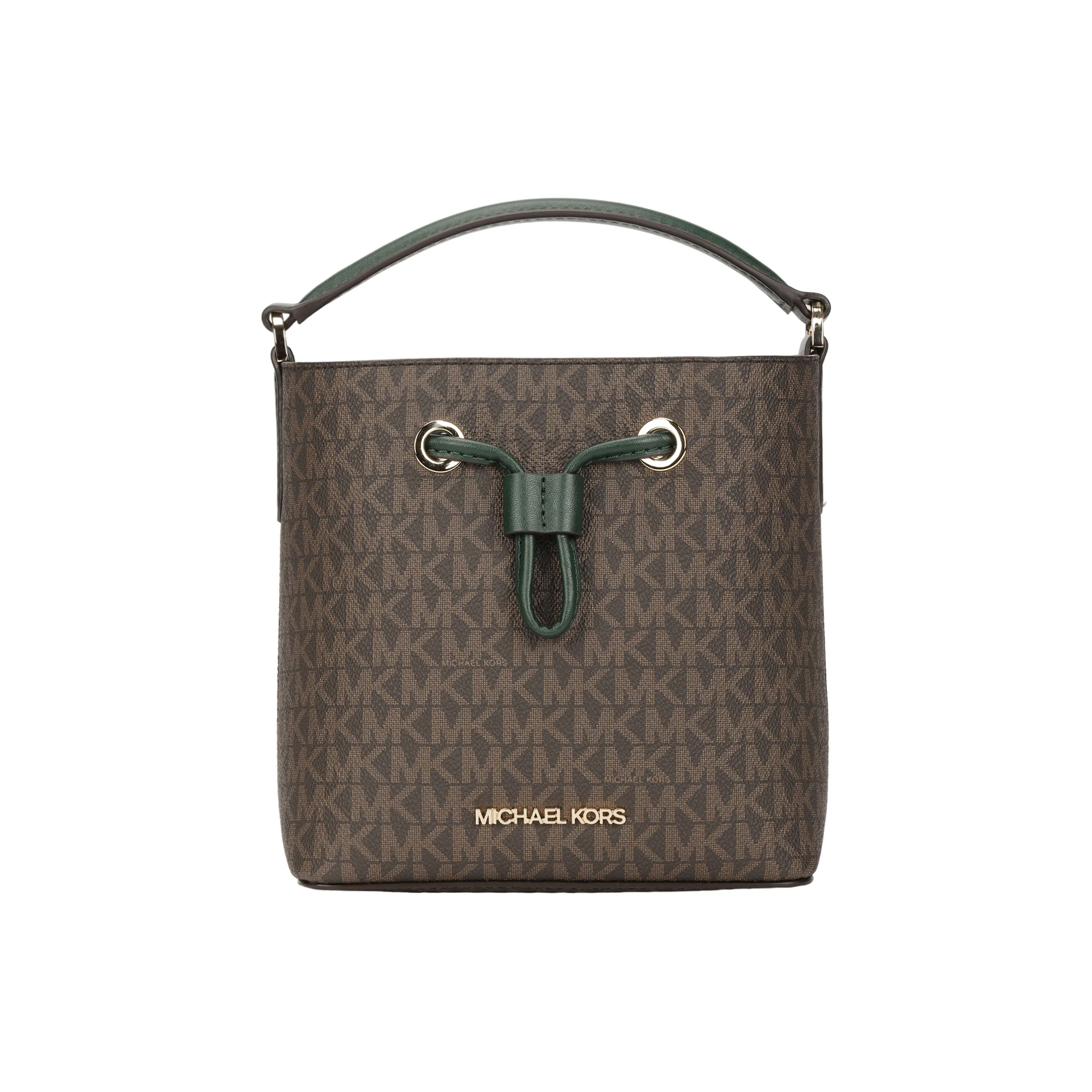 MICHAEL KORS Suri Canvas With Leather Bucket Bag, Portable, One Shoulder, Crossbody Bag Trumpets Women's Jasper