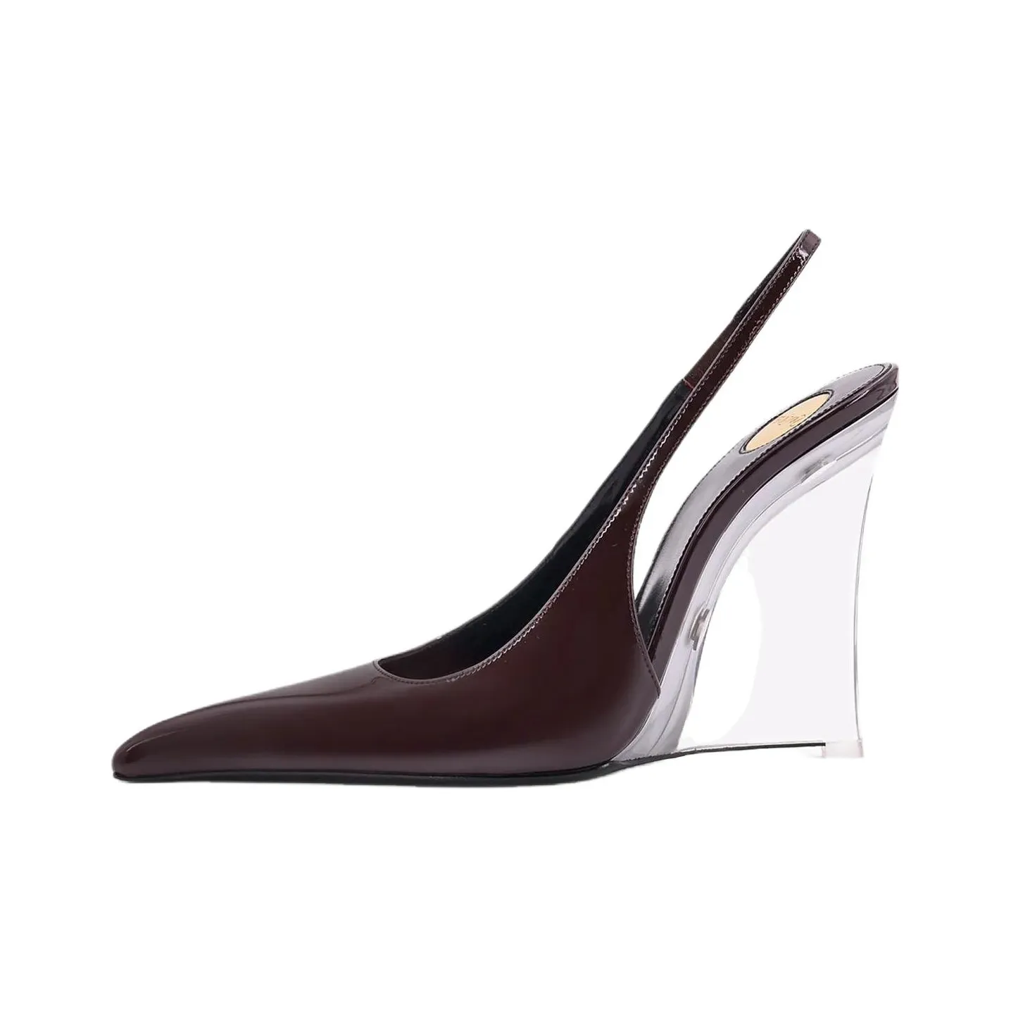 SAINT LAURENT Miller Wedge Heel High Heels 11cm Women's Red Brown