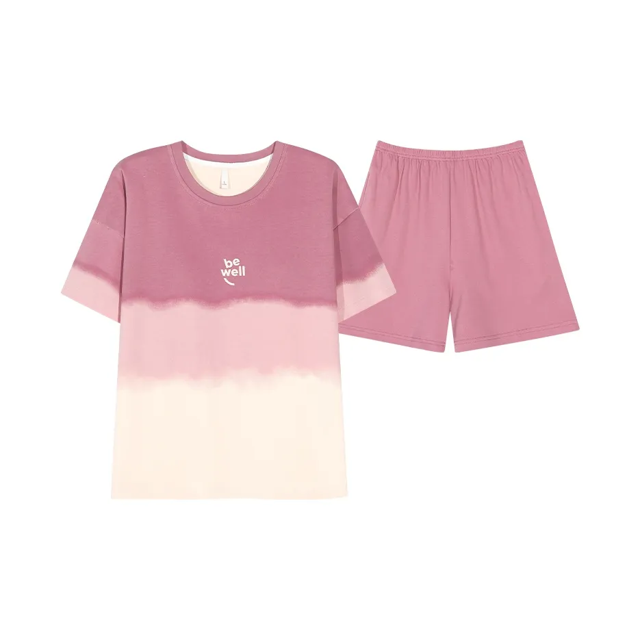 QIAOJIAREN Абрикос Пудра Градиентный Женские Пижамные Комплекты