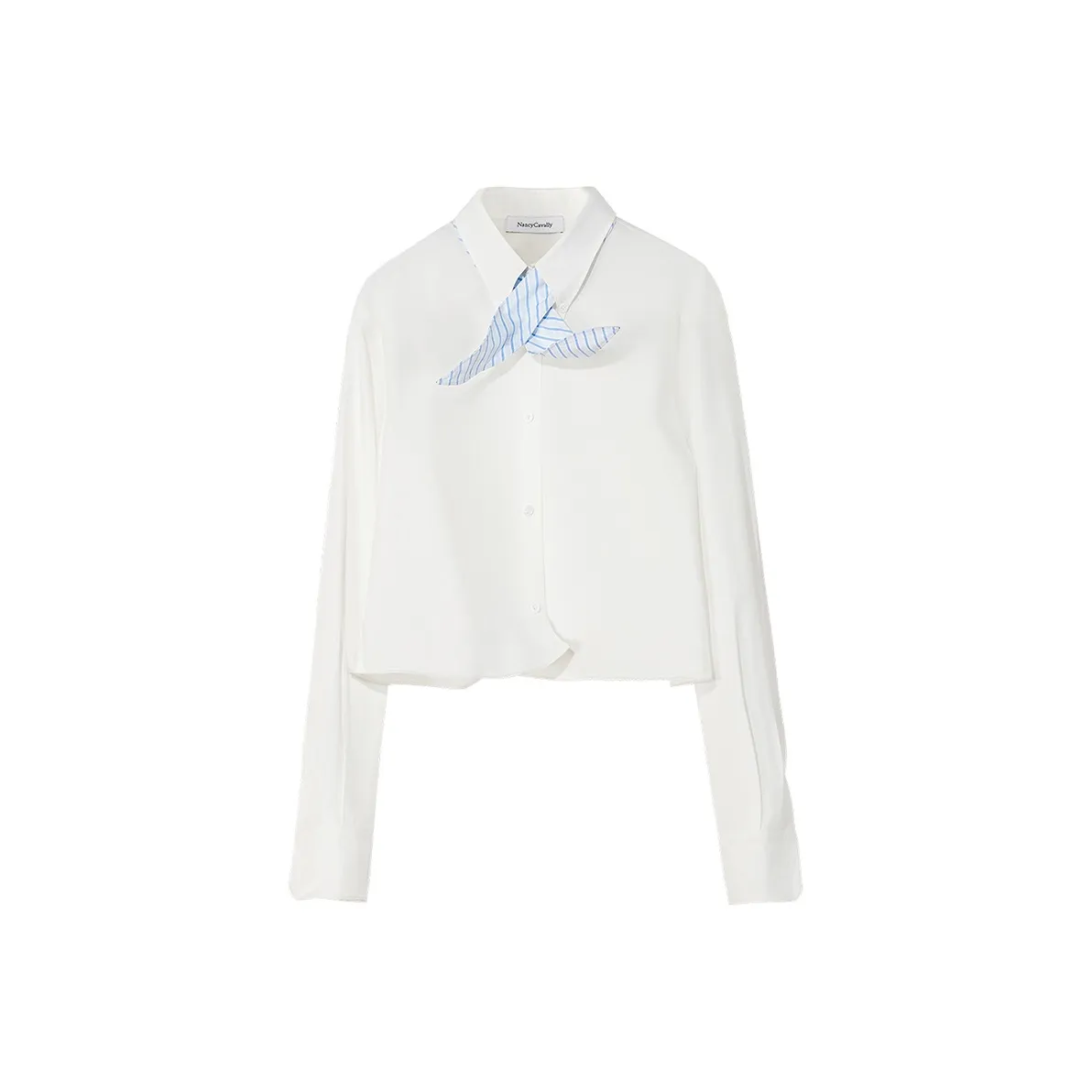 NancyCavally Белая рубашка + Синие полосы Арочные галстуки Арочные галстуки Универсальный размер Женские рубашки