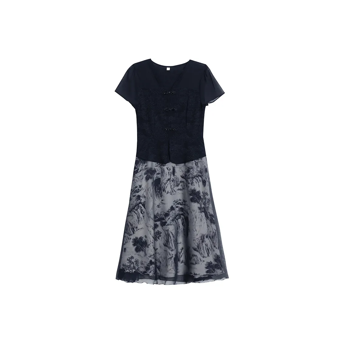 Flowers In Water Short Sleeved Dress Women's