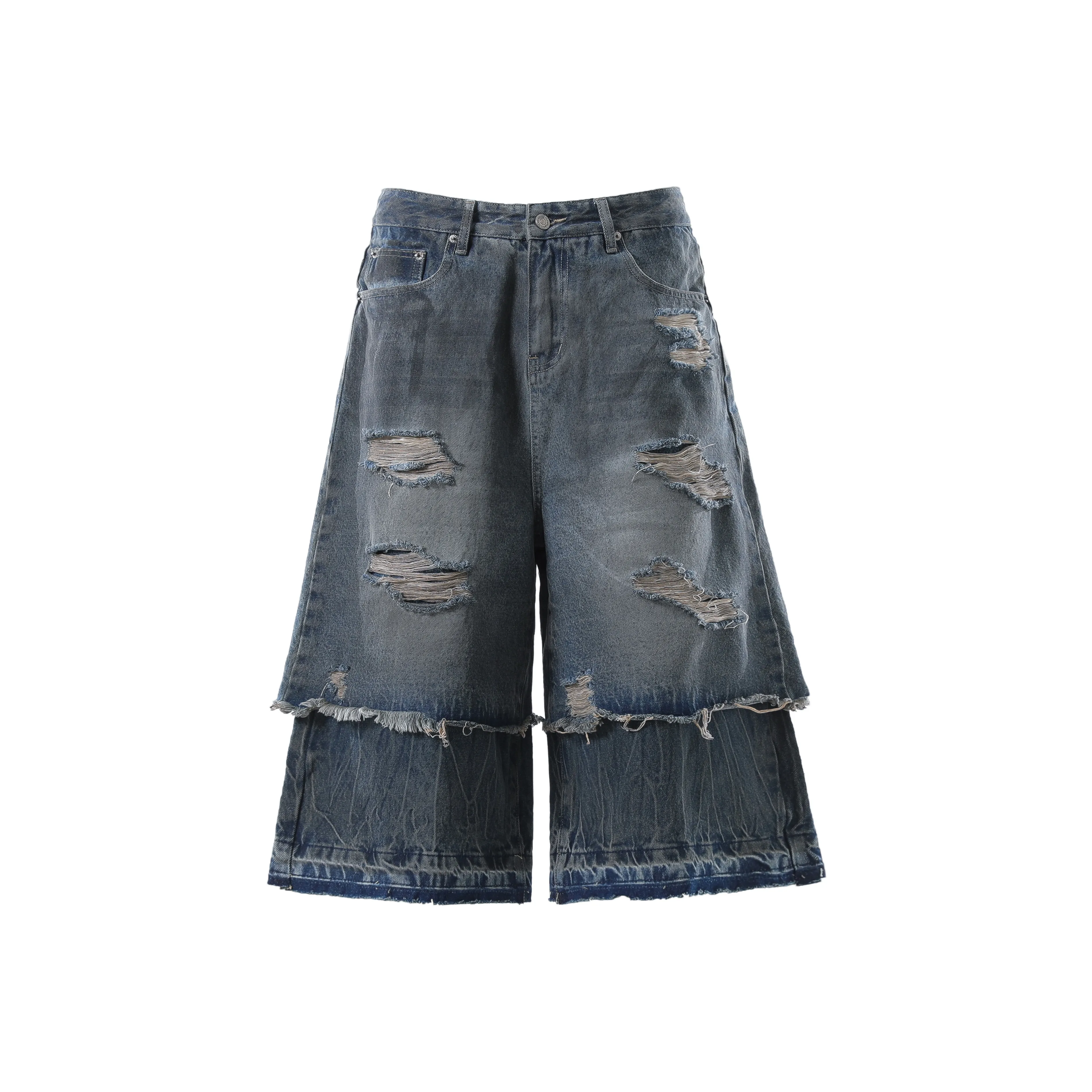 BLANKIN. Темно-синие унисекс джинсовые шорты