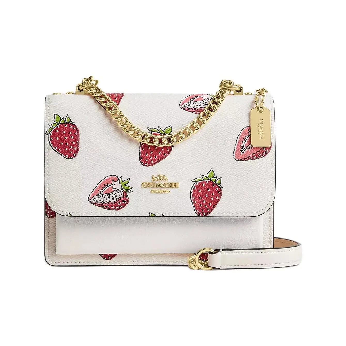 COACH Klare Покрытие Холст Сумка через плечо Сумка на плечо Мини Женский Золото и Мелово Многоцветный