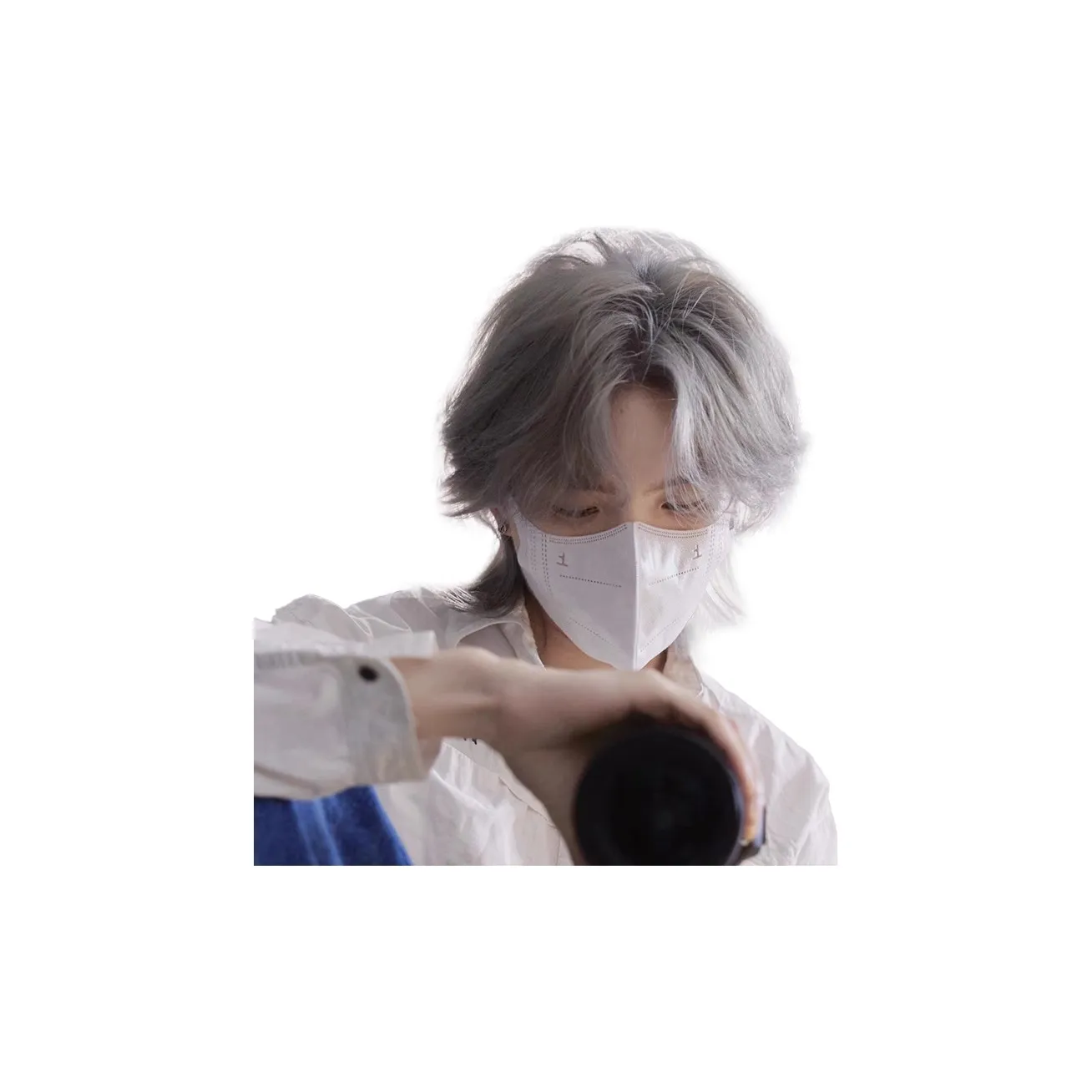 YOSEE Wolf Tail Mullet Wig Бабушка Серый Самурай Голова