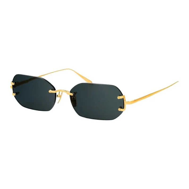 Linda Farrow Titanium Irregular Shape Sunglasses Women's Gold