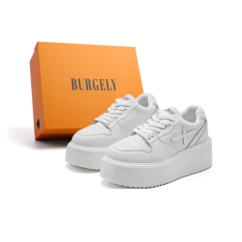 BURGELY Lightweight Low Top Skateboard Shoes Women's White