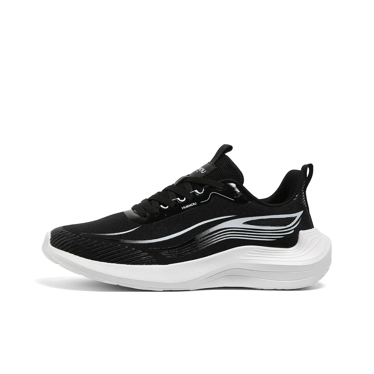 HUANQIU Slip Resistant, Abrasion Resistant, Breathable Low Top Training For Long Distance Running Shoes Men's Black