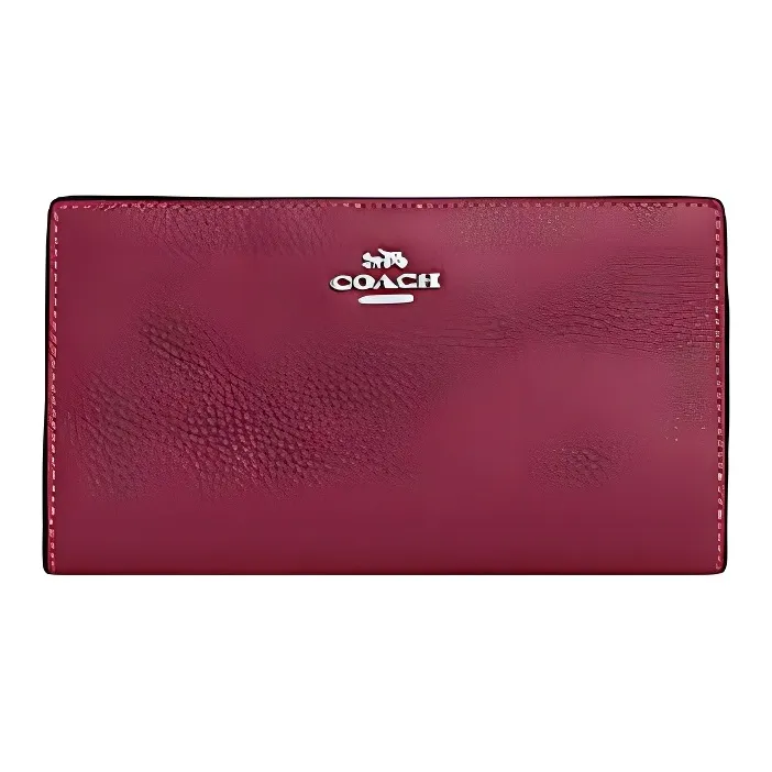 COACH Pebbled Leather Wallet Women's Bright Purple